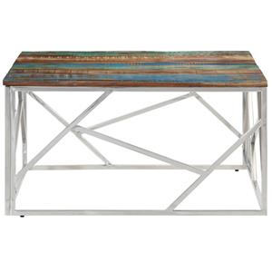 vidaXL Salontafel roestvrij staal en gerecycled hout zilverkleurig