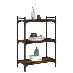 vidaXL Boekenkast 3-laags 60x30x86 cm bewerkt hout gerookt eikenkleur