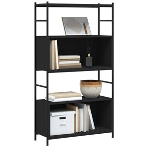 vidaXL Boekenrek 80x30x145,5 cm bewerkt hout en ijzer zwart