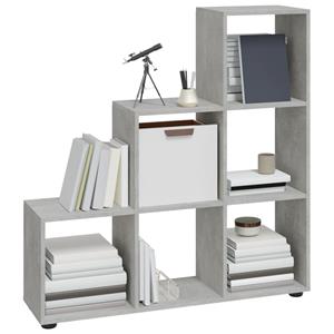 vidaXL Boekenkast trapvormig 107 cm bewerkt hout betongrijs