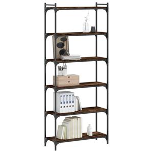 vidaXL Boekenkast 6-laags 80x30x188 cm bewerkt hout gerookt eikenkleur