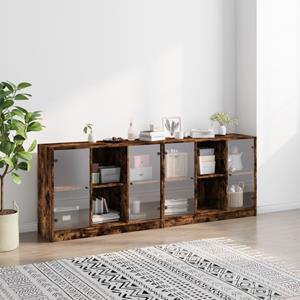 vidaXL Boekenkast met deuren 204x37x75 cm hout gerookt eikenkleurig