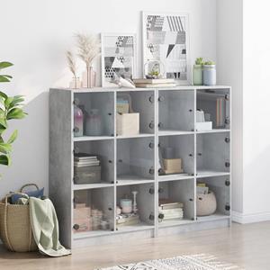 vidaXL Boekenkast met deuren 136x37x109 cm bewerkt hout betongrijs