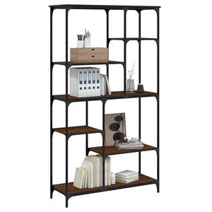 vidaXL Boekenrek 99x35,5x176 cm bewerkt hout en staal bruin eikenkleur