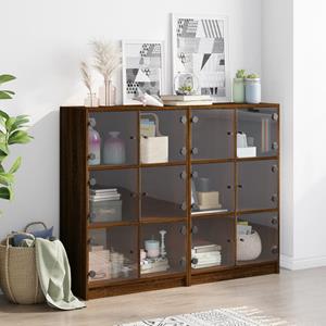 vidaXL Boekenkast met deuren 136x37x109 cm hout bruineikenkleurig