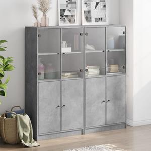 vidaXL Boekenkast met deuren 136x37x142 cm bewerkt hout betongrijs