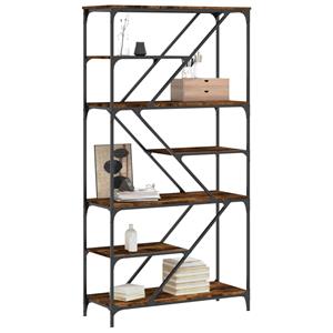 vidaXL Boekenrek 91x36x176 cm bewerkt hout en staal gerookt eikenkleur