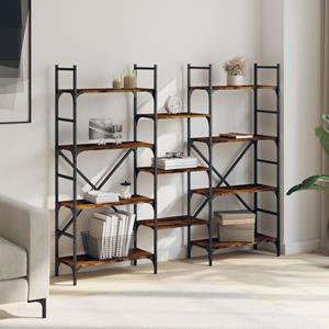 vidaXL Boekenkast 160x28,5x136,5 cm bewerkt hout gerookt eikenkleurig