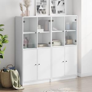 vidaXL Boekenkast met deuren 136x37x142 cm bewerkt hout wit