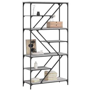 vidaXL Boekenrek 91x36x176 cm bewerkt hout en staal grijs sonoma