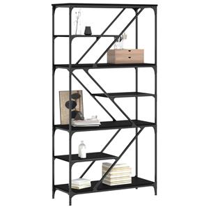vidaXL Boekenrek 91x36x176 cm bewerkt hout en staal zwart