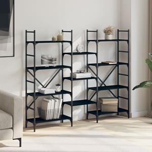 vidaXL Boekenkast 160x28,5x136,5 cm bewerkt hout zwart