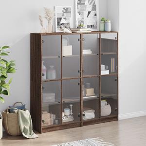 vidaXL Boekenkast met deuren 136x37x142 cm hout bruineikenkleurig