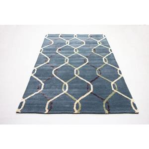morgenland Wollteppich "Designer Teppich handgetuftet blau", rechteckig