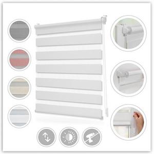 LICHTBLICK ORIGINAL Doppelrollo "Duo-Rollo Klemmfix, ohne Bohren, blickdicht", Lichtschutz, Sichtschutz, ohne Bohren, freihängend, einfache Montage des Rollos