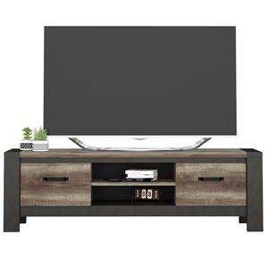 Ameubelment Tv meubel Malt 169 cm breed oud eiken met antraciet
