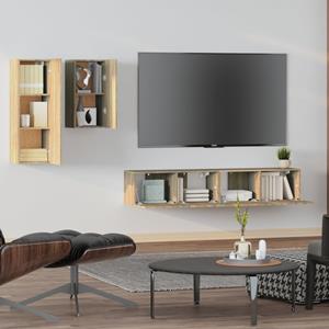 vidaXL 4-delige Tv-meubelset bewerkt hout sonoma eikenkleurig