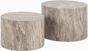 Bendt Ronde Salontafel Flavian Marmerlook, Set van 2 stuks - Grijs