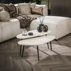LifestyleFurn Salontafel Zahira Marmer, Set van 2 stuks - Marmer composiet