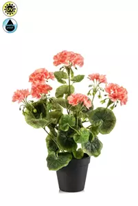 Emerald Kunstplant Geranium in pot UV bestendig Roze - 38cm