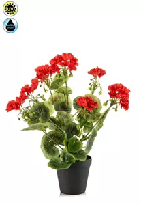 Emerald Kunstplant Geranium in pot UV bestendig Rood - 38cm