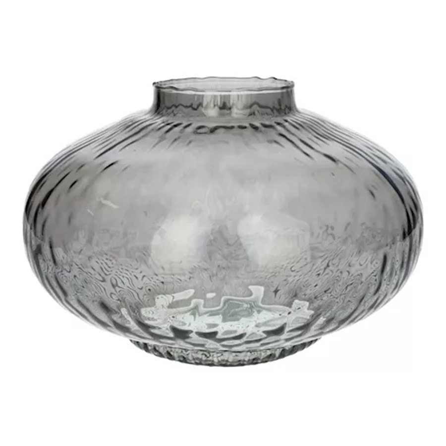 Merkloos Bloemenvaas Urban - grijs transparant glas - D31 x H20 cm - decoratieve vaas - bloemen/takken -