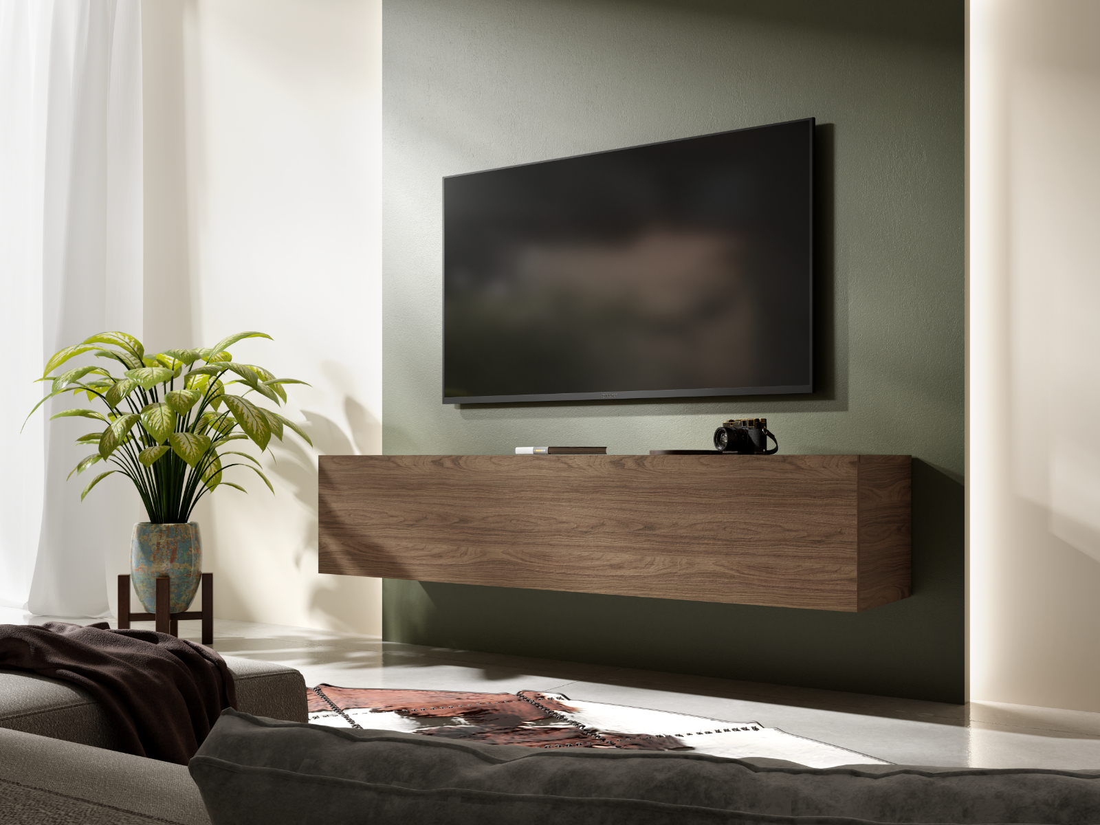 Mobistoxx Tv-meubel KINGSTON 1 klapdeur 140 cm walnoot