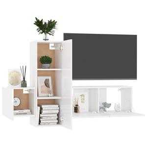 vidaXL TV-Schrank 3-tlg TV-Schrank-Set Hochglanz-Weiß Holzwerkstoff