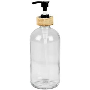 Urban Living Zeeppompje/zeepdispenser - Glas/bamboe - 0.5l