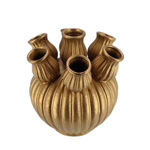 DK Design Bloemenvaas Amsterdam - tulpenvaas - middel - goud - D18 x H17 cm - voor losse bloemen -