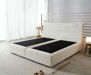 DELIFE Boxspringgestell Dream-Well Plüsch-Cord Beige 200x200 cm