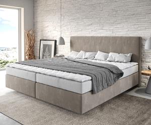 DELIFE Boxspringbett Dream-Well Mikrofaser Beige 200x200 cm Bonell-Matratze PU-Topper