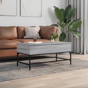vidaXL Salontafel 100x50x45 cm bewerkt hout en metaal grijs sonoma