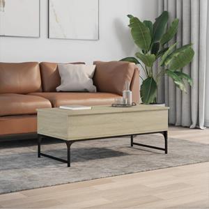vidaXL Salontafel 100x50x40 cm bewerkt hout en metaal sonoma eiken