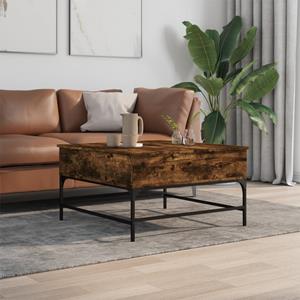 vidaXL Salontafel 80x80x45 cm bewerkt hout en metaal gerookt eiken