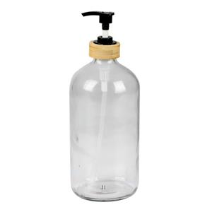 Urban Living Zeeppompje/zeepdispenser - Glas/bamboe - 1l