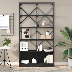 vidaXL Boekenkast 100x26x180 cm bewerkt hout en metaal zwart
