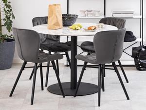 Mobistoxx Ronde eettafel LORBY Ø105 cm marmer wit/zwart