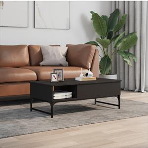 vidaXL Salontafel 100x50x35 cm bewerkt hout en metaal zwart