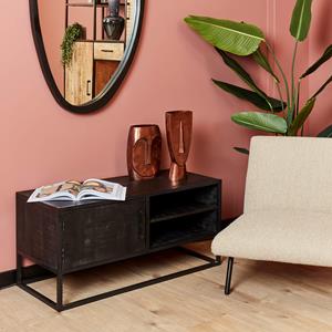 Het Steigerhouthuis Tv meubel Denver Black 100 cm | Mangohout en staal