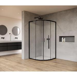 Saniclass Casus Douchecabine - 90x90x200cm - kwartrond - helder glas - profiel - mat zwart SAO2142-MB90x90