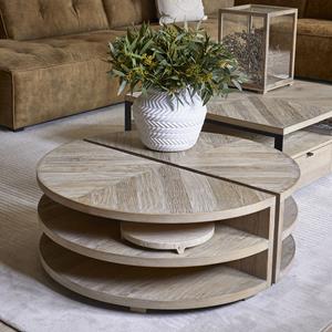 Rivièra Maison Ronde Salontafel Milan Eikenhout, Set van 2 stuks - Naturel