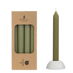 Hortus Potlood kaarsen set 4 stuks dia. 2.2 x H 20 cm mos groen - 