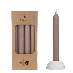 Hortus Potlood kaarsen set 4 stuks dia. 2.2 x H 20 cm taupe - 