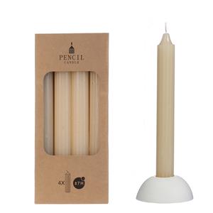 Hortus Potlood kaarsen set 4 stuks dia. 2.2 x H 20 cm creme - 