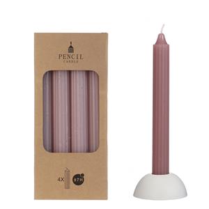 Hortus Potlood kaarsen set 4 stuks dia. 2.2 x H 20 cm mauve rose - 