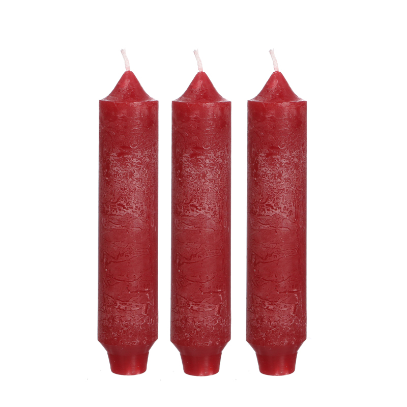 Hortus Palermo kaarsen set 3 stuks dia. 3.5 x H 17 cm rood - 