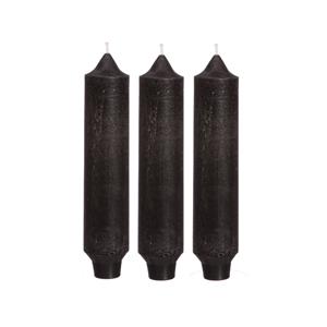 Hortus Palermo kaarsen set 3 stuks dia. 3.5 x H 17 cm zwart - 