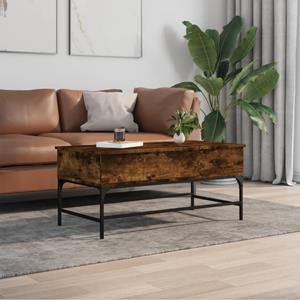vidaXL Salontafel 100x50x45 cm bewerkt hout en metaal gerookt eiken
