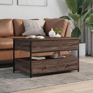 vidaXL Salontafel 85x50x50 cm bewerkt hout en metaal bruin eikenkleur